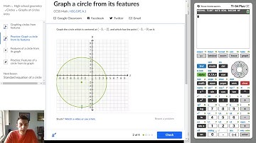 Graph a circle from its features (solving Khan Academy problems)