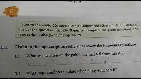 DAV Nahan, class 3 , English reader ,unit 3 ( E), Tape script , The plate of Gold , ( part 1)