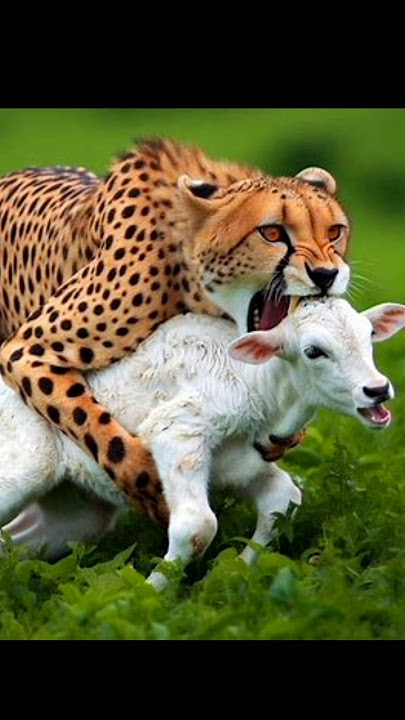 Cheetah attack on a baby cow 😭 #shorts #youtubeshorts