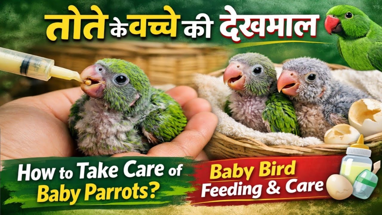 तोते के बच्चे की देखभाल || How to take care of baby parrots? Baby bird feeding and care