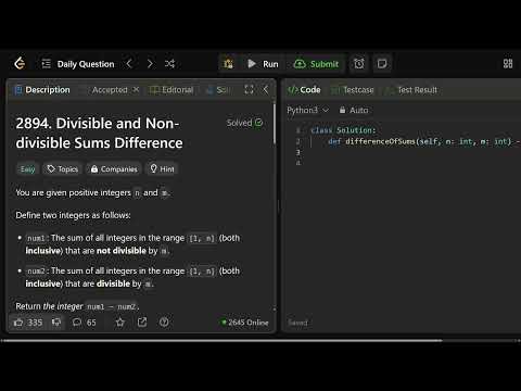 Divisible and Non-divisible Sums Difference - LeetCode 2894