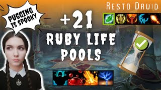 Timed Pug +21 Ruby Life Pools Restoration Druid PoV M+ Dragonflight Season 1 Mythic Plus