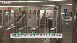 BART service restored Wednesday after San Leandro station fire