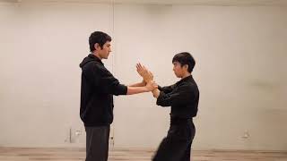 Cutdown Punch and Kick  vs double arm grab to Double Palm Strike