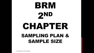 BRM 2.3 - Sampling Plan & Size