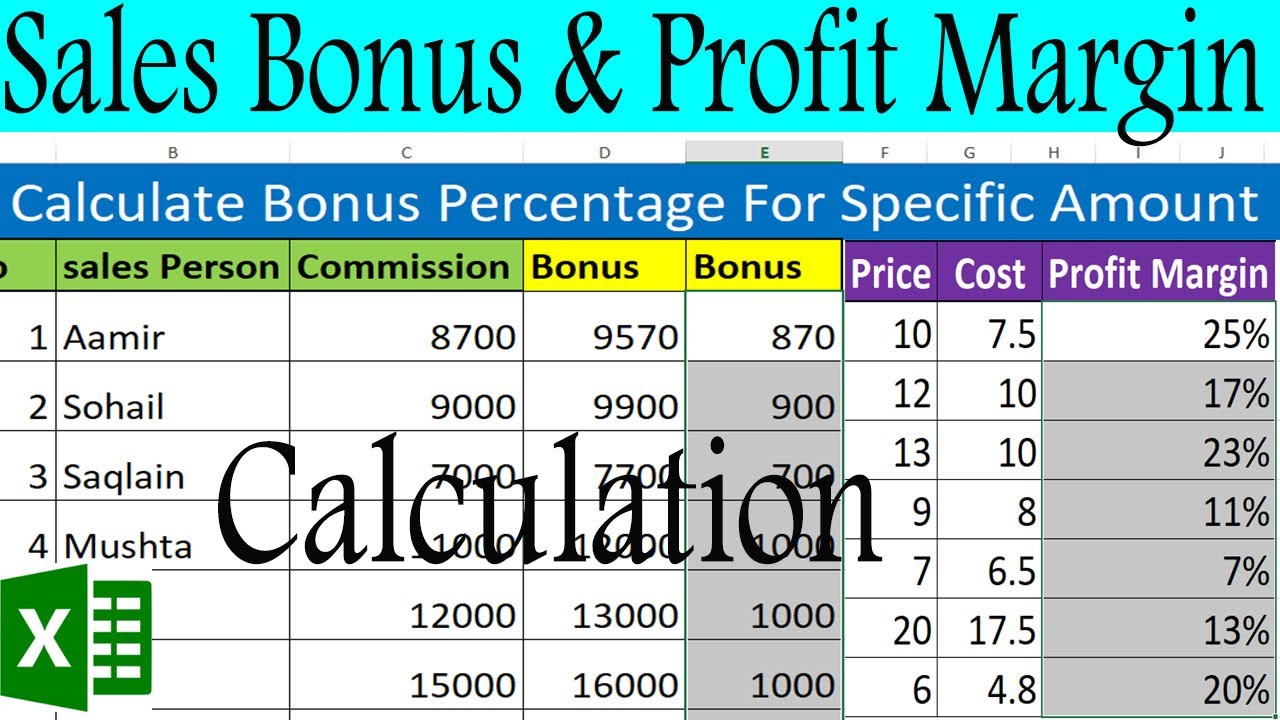 excel sales bonus and profit margin calculation by learning center centers free cash dividends on balance sheet seven eleven financial statements