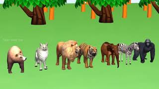 سباقات الحيوانات البرية في الغابة الكارتونية للأطفال | تعلم حديقة الحيوانات