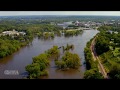 Aerial Video (4K) of Cedar River Flood in Cedar Falls, Iowa 2018-09-24