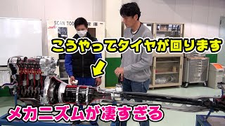 タイヤが回る 仕組みが、メカメカしすぎた。ミッション、デファレンシャル の カットモデル。