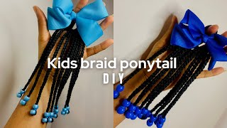 How to make this viral kids braided ponytail with beads tutorial, Kids hair DIY #braidedhairstyles