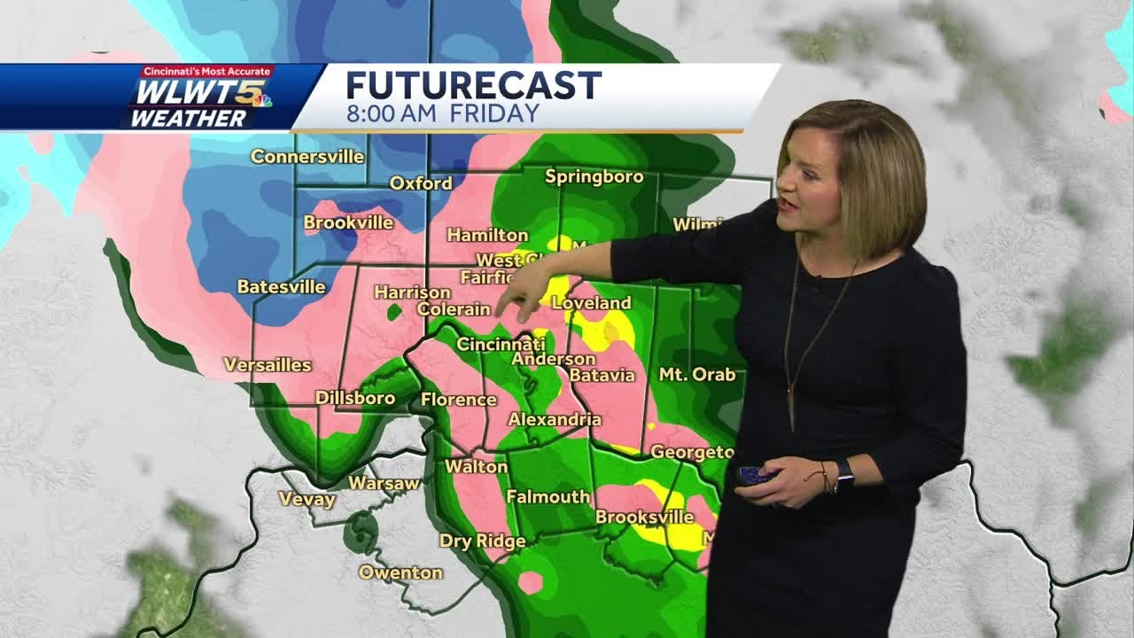 Cincinnati Weather: Rain and Snow Friday AM Rush - YouTube