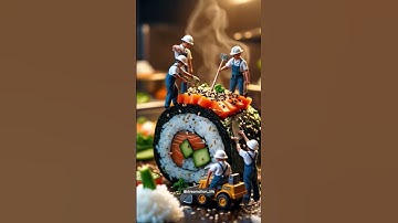 Mini Workers Build a Giant Sushi Roll | Hyper-Realistic AI Macro Animation #AIArt #MiniatureWorld
