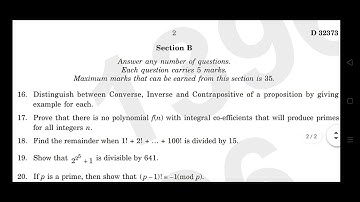 1st sem Bsc maths basic logic and number theory 2022 year question paper calicut university