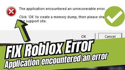 Roblox the application encountered an unrecoverable error / memory dump error