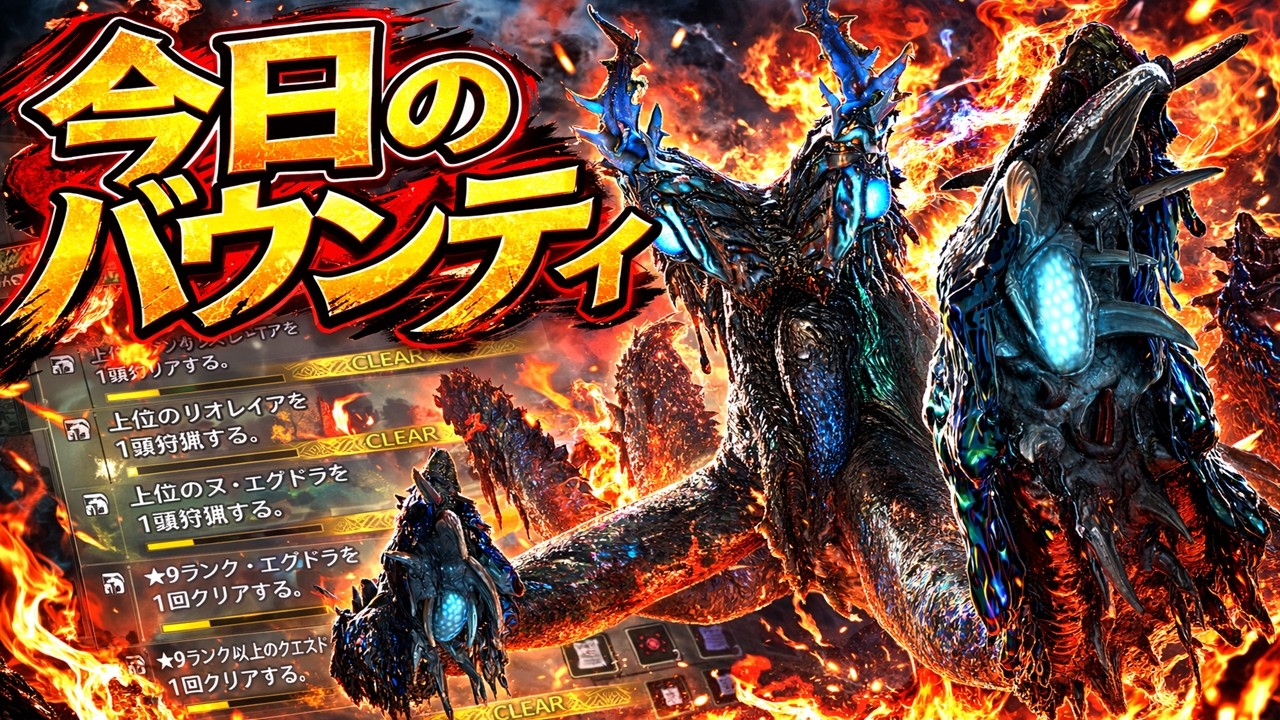 【モンハンワイルズ】2026年3月9日 今日のバウンティ ★10ヌ・エグドラ