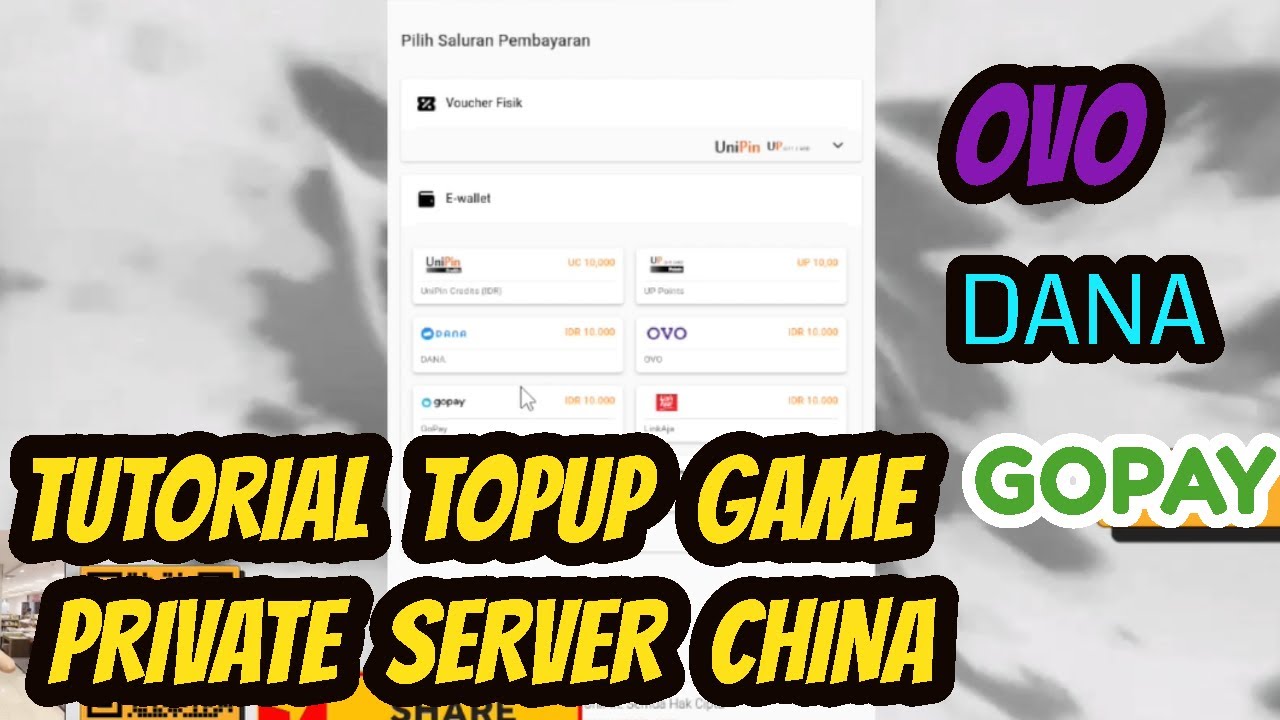CARA TOPUP GAME PRIVATE CHINA LEWAT OVO/DANA/GOPAY - youtube