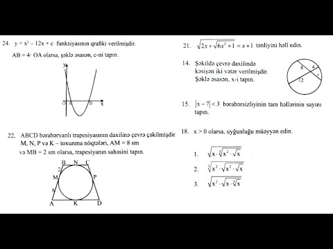 11ci sinif - Buraxılış İmtahanı - Sınaq 14 - Güvən - Riyaziyyat