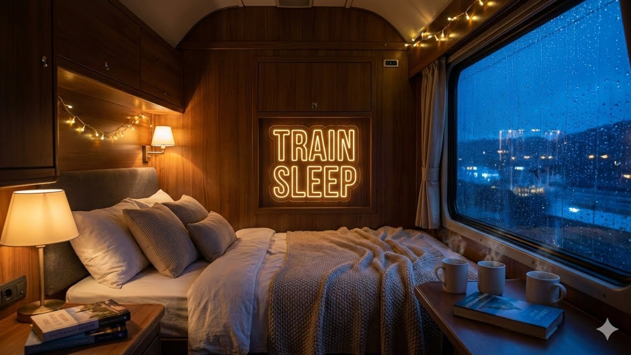 Luxury Sleeper Train Sounds at Night 🚂 Rain on Window Ambience for Deep ...