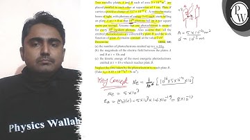 Two metallic plates A and B each of area 5 × 10^-4 m^2, are placed parallel to each other at sepa...