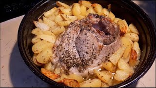✔️ Rouelle/Jambon de porc avec des pommes de terre au four #plat familial #économique