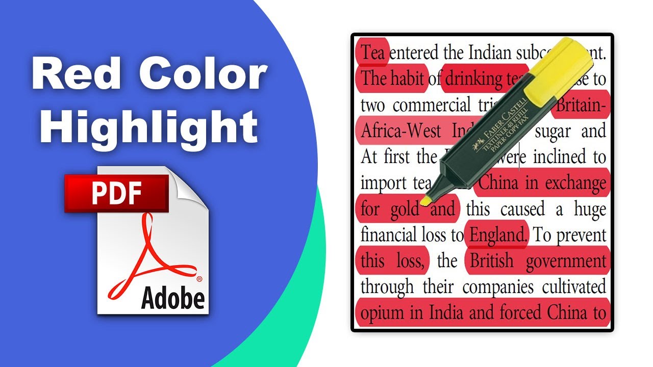 How to add red color highlight in a pdf file (Edit PDF) using Adobe ...
