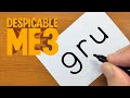 How to turn words GRU（Felonius Gru｜Despicable Me）into a cartoon - How to draw doodle art on paper