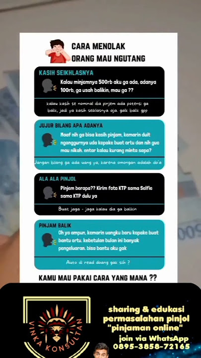 CARA MENOLAK ORANG UTANG | karna susah nya pinjam uang ke teman ataupun saudara akhir nya ke pinjol😊