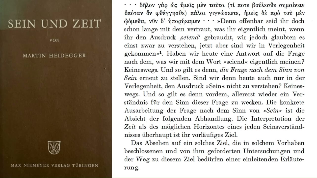 Heidegger | SEIN UND ZEIT | Vorbemerkung