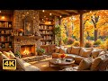 Soothing Autumn Afternoon by the Fireplace 🍂 | Gentle Piano &amp; Warm Ambience for Study, Relax