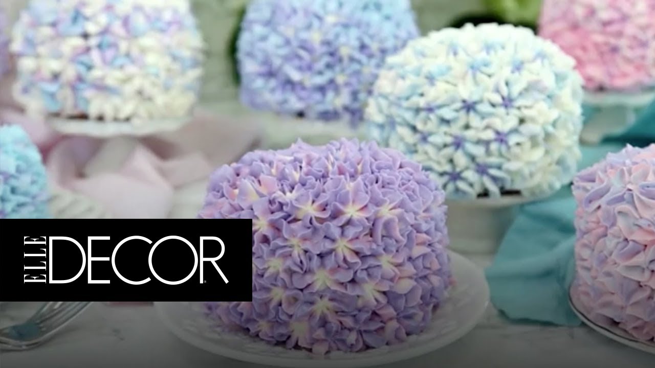 You Need To See The Trick To Creating This Stunning Hydrangea Cake Elle Decor Youtube