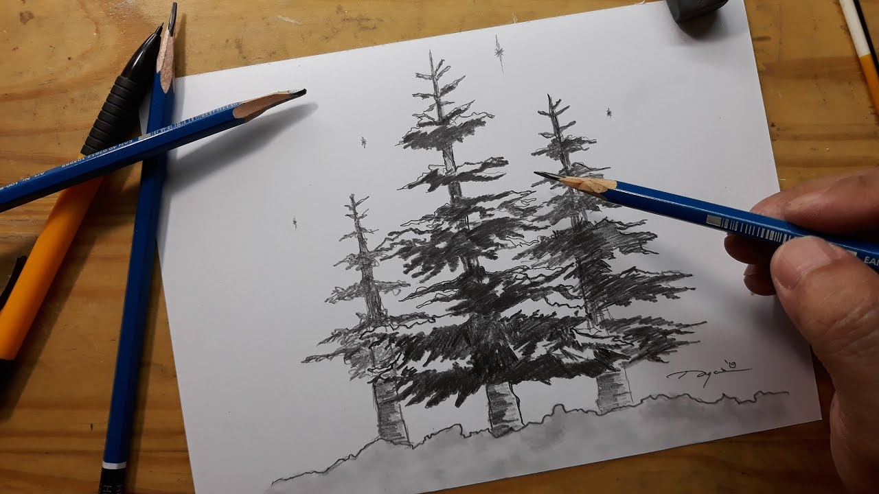 Cara Menggambar Menggambar pohon sederhana dengan cepat 