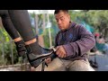 Boots on fire  street shoe shine by francisco   mexico city asmr sounds