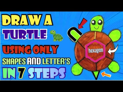 How to draw a TURTLE 🐢 using only shapes and letter's in only 7 steps!!!