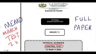 Physical Sciences Grade 11 March Exam - March 2024 Limpopo @mathszoneafricanmotives screenshot 1