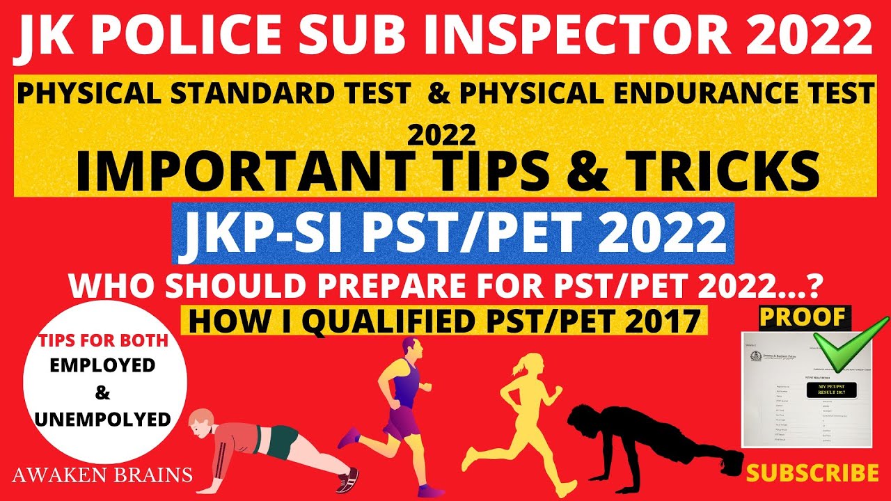 JK POLICE SUB INSPECTOR PHYSICAL STANDARD TEST/PHYSICAL ENDURANCE TEST 2022||JKP-SI PST/PET 2022||AB