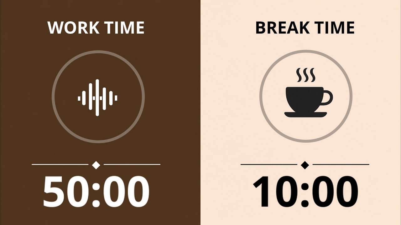 🧠 Pomodoro Timer 50/10 | 6 Hours of 🤎 Brown Noise for Deep Work | Study ...