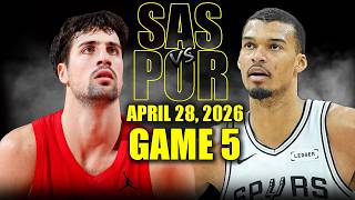 San Antonio Spurs Vs Portland Trail Blazers  Game 5 Highlights  April 28 2026  Nba Playoffs