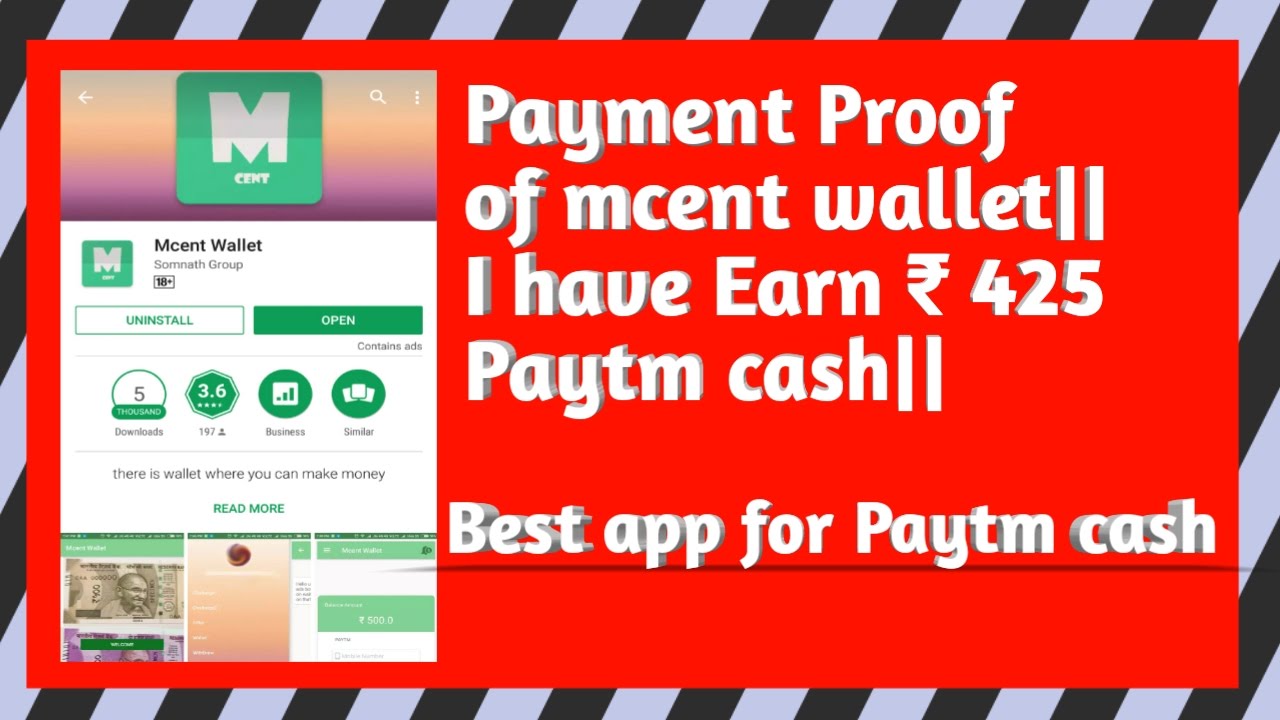 Payment Proof of mcent wallet||Best app for paytm cash||
