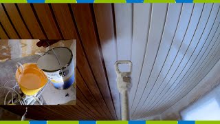 Wooden ceiling with water stains and nicotine contaminated ceiling Paint white with Jaeger by floorcenter.eu 16,781 views 1 year ago 11 minutes, 13 seconds