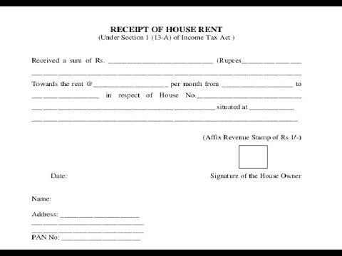 how to write house rent receipt youtube