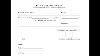 How to write House rent receipt