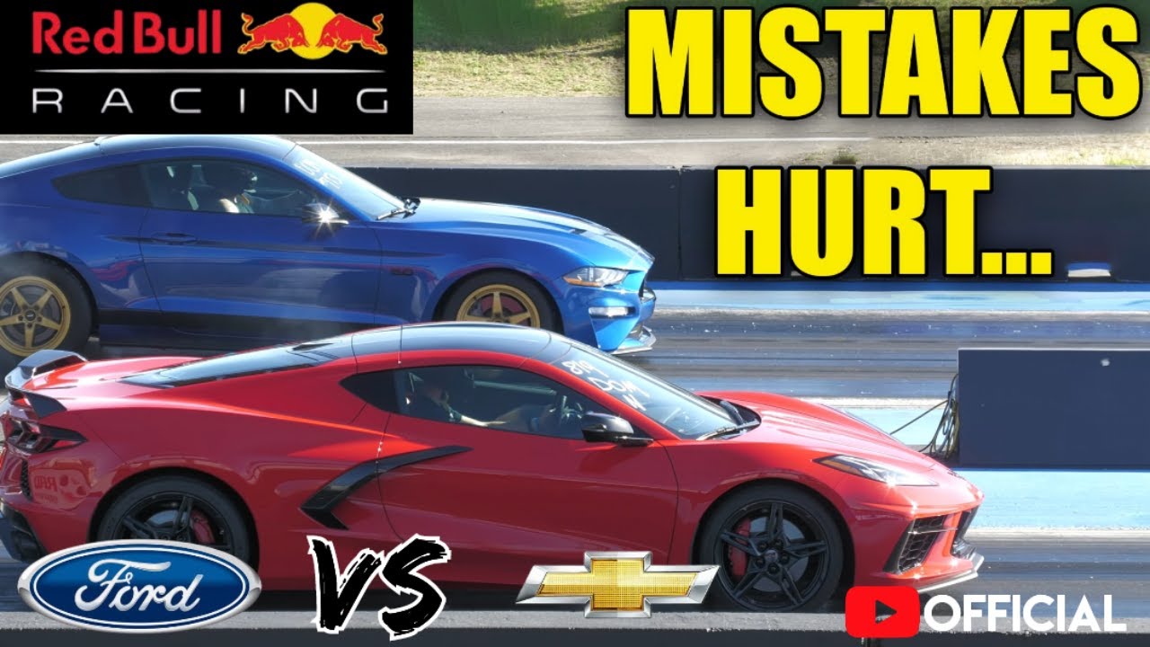 Chevrolet Corvette Stingray Drags Ford Mustang GT, Someone Hits the Reverse Switch
