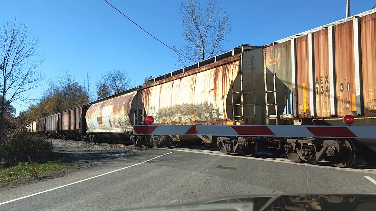 The Rochester and southern train at the ballantyne road crossing in