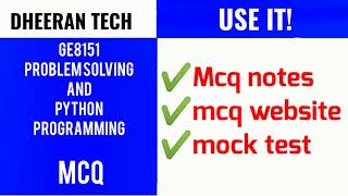 GE8151|Problem solving and Python Programming|notes, website|use it