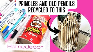 Reciclar tintas gastadas y pringles.