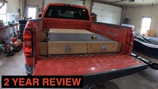 Truck Bed Draw System 2 Year Review - EDC -Tear Down - Post Mortem - DIY Storage drawer
