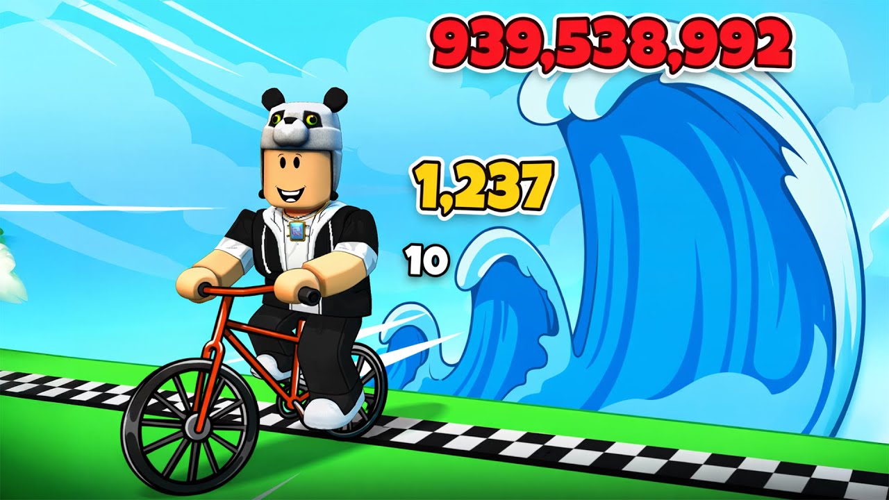 Я ускоряюсь каждую секунду! Я спасся от гигантского цунами на велосипеде! 🚴‍♂️🌊 Roblox