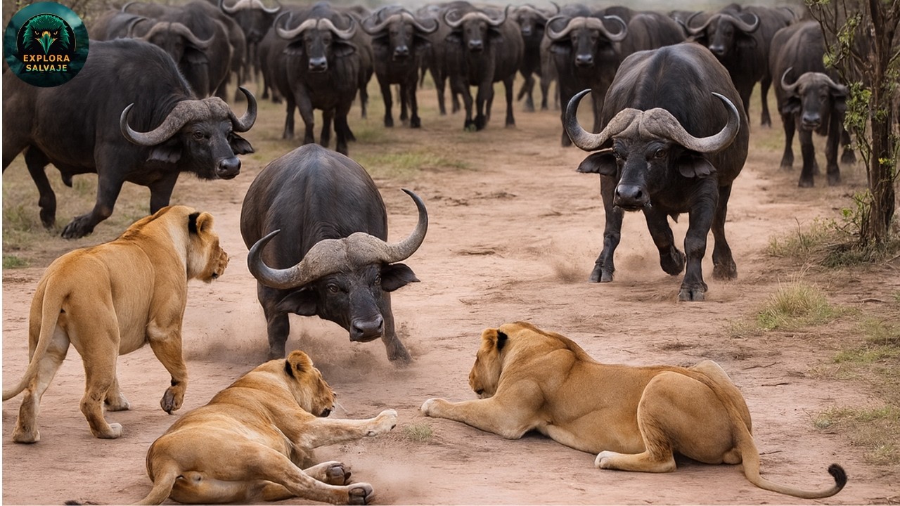 BÚFALOS VS LEONES | ¡La presa que humilla al rey de la sabana! #animales  - Documental Animales