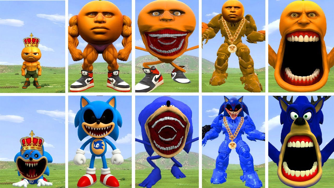 ALL NEW EVOLUTIONARY FORMS OF ODINDINDUN MONSTER VS SONIC EXE SUPER-SPEED MONSTER IN GARRY'S MOD !