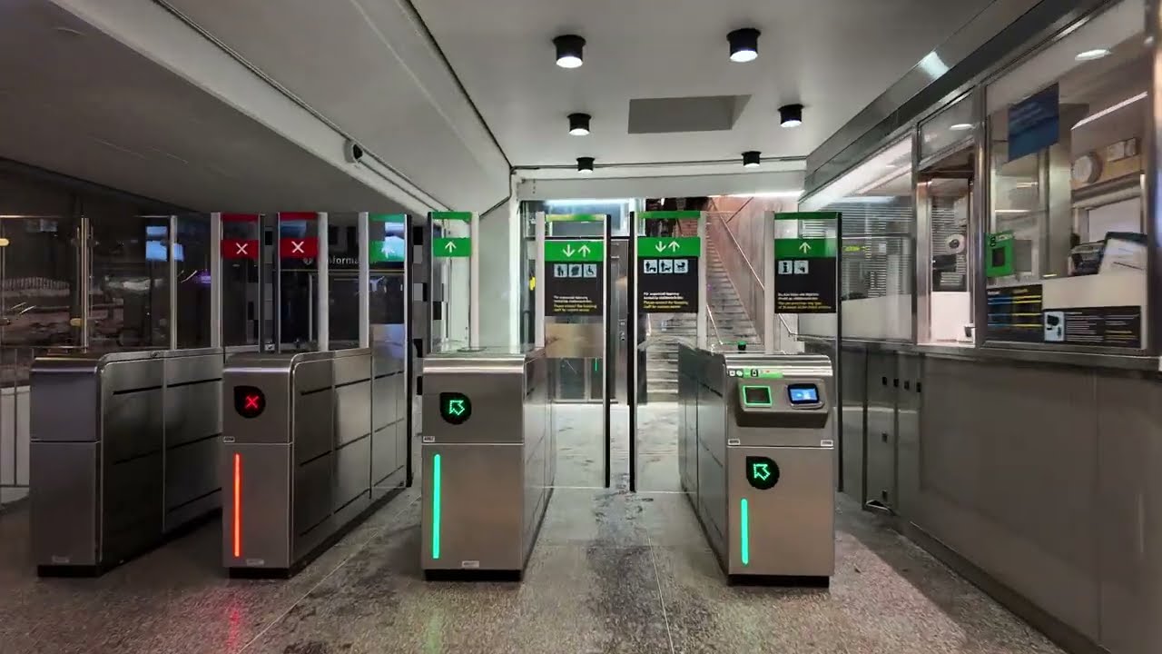 Sweden, Stockholm, Stureby Subway Station, 1X elevator - going up to platform level @ night